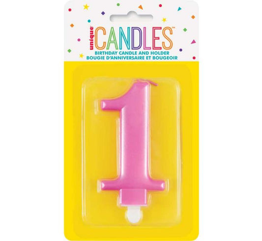 Pink Number 1 Candle