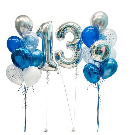 13 Number Foil with Latex Balloons Bouquet
