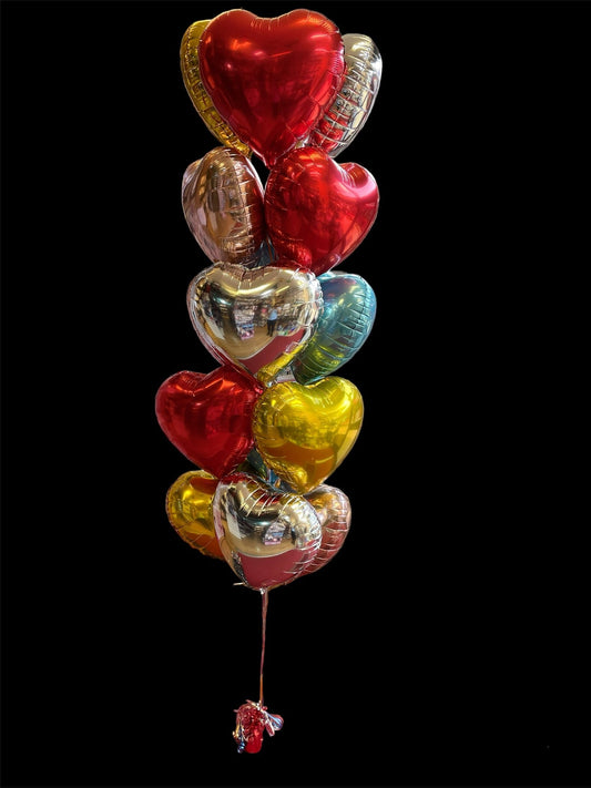Heart Shape Foil Helium Balloons Bouquet
