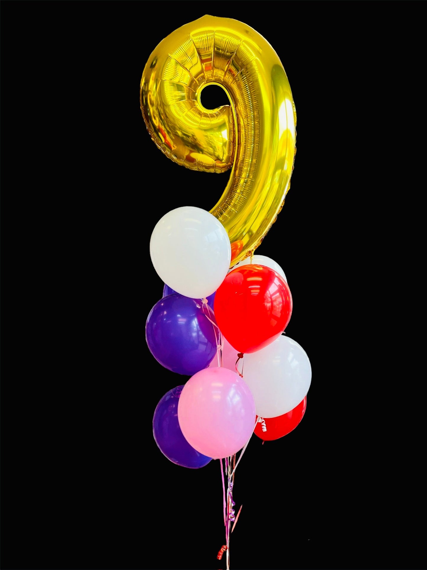 Foil 9 Number with Latex Balloons Bouquet