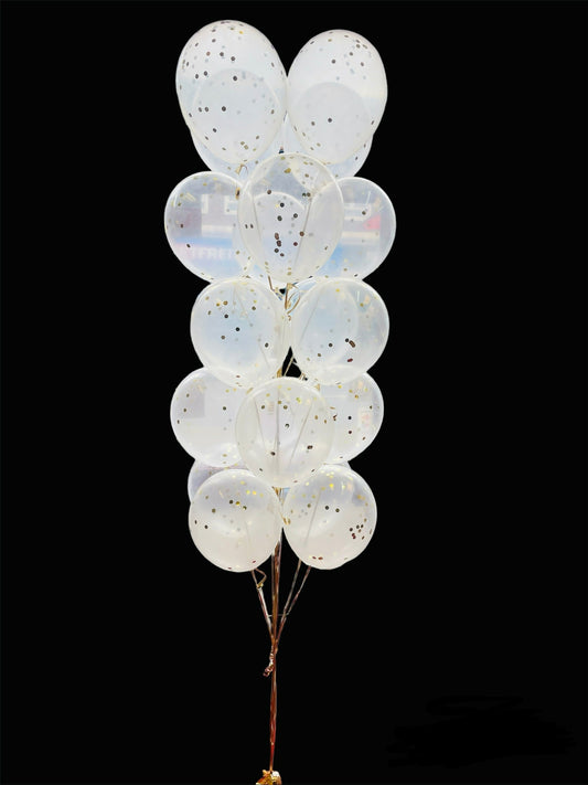 White Latex Confetti Balloons Bouquet