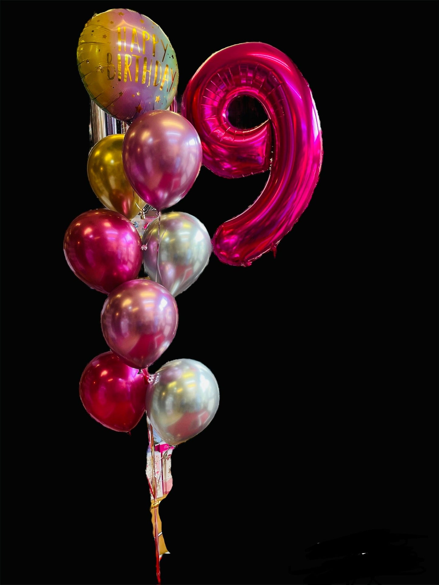 Pink Foil Number with Metallic Latex Balloons