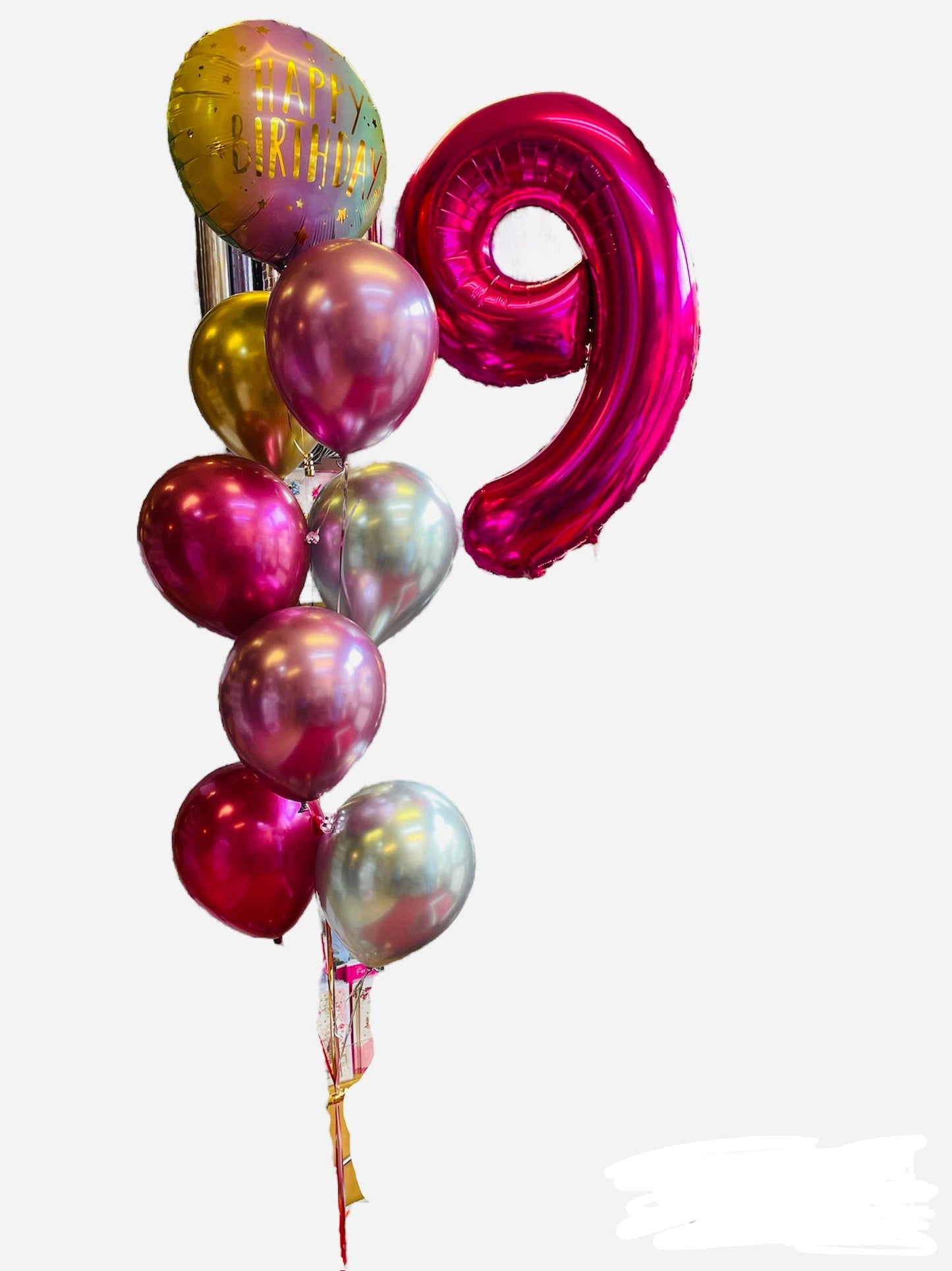 Pink Foil Number with Metallic Latex Balloons