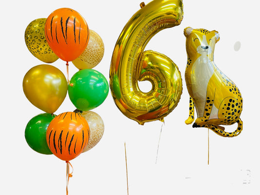 Golden Number 6 with Minifoil & Latex Balloons