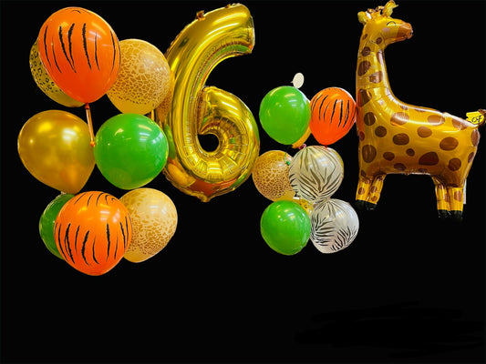 Golden Foil Number Shaped with Latex Balloons