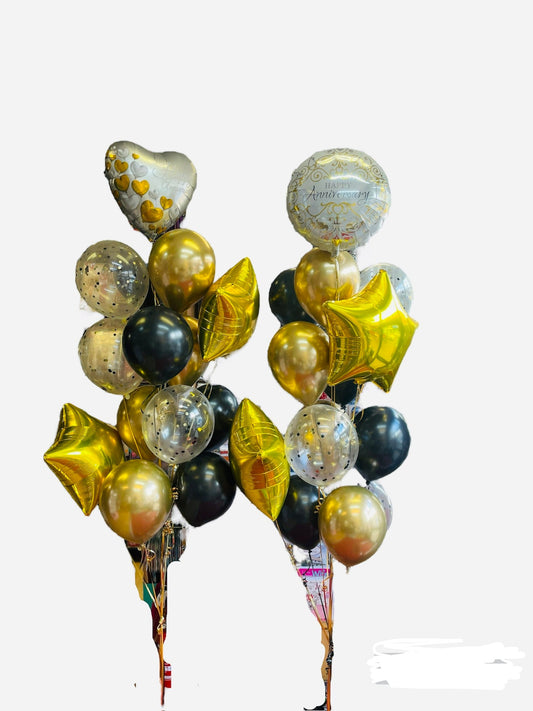 2* Minifoil Shaped & Metallic Latex Confetti Balloons