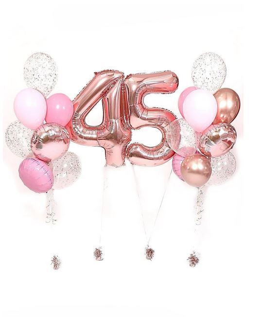 Rose Gold Foil with Latex Confetti Balloons Bouquet