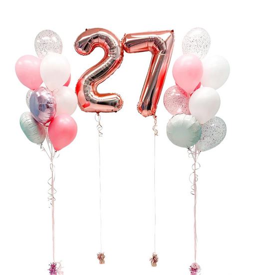 Foil Rose Gold Number with Latex Confetti Balloons