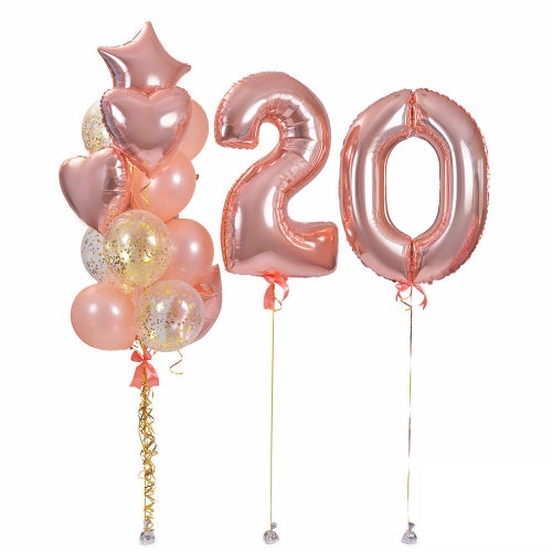 20 Number Foil with Pearl Latex Confetti Balloons