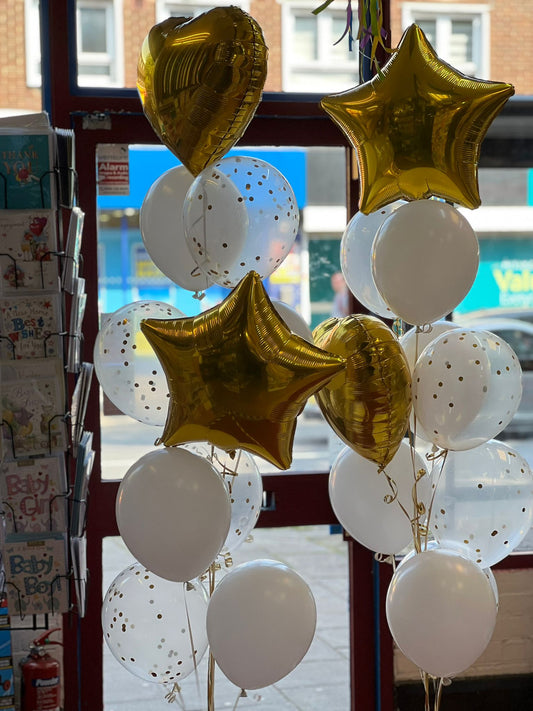 Gold Heart and Star Foil with Latex Balloons Bouquet