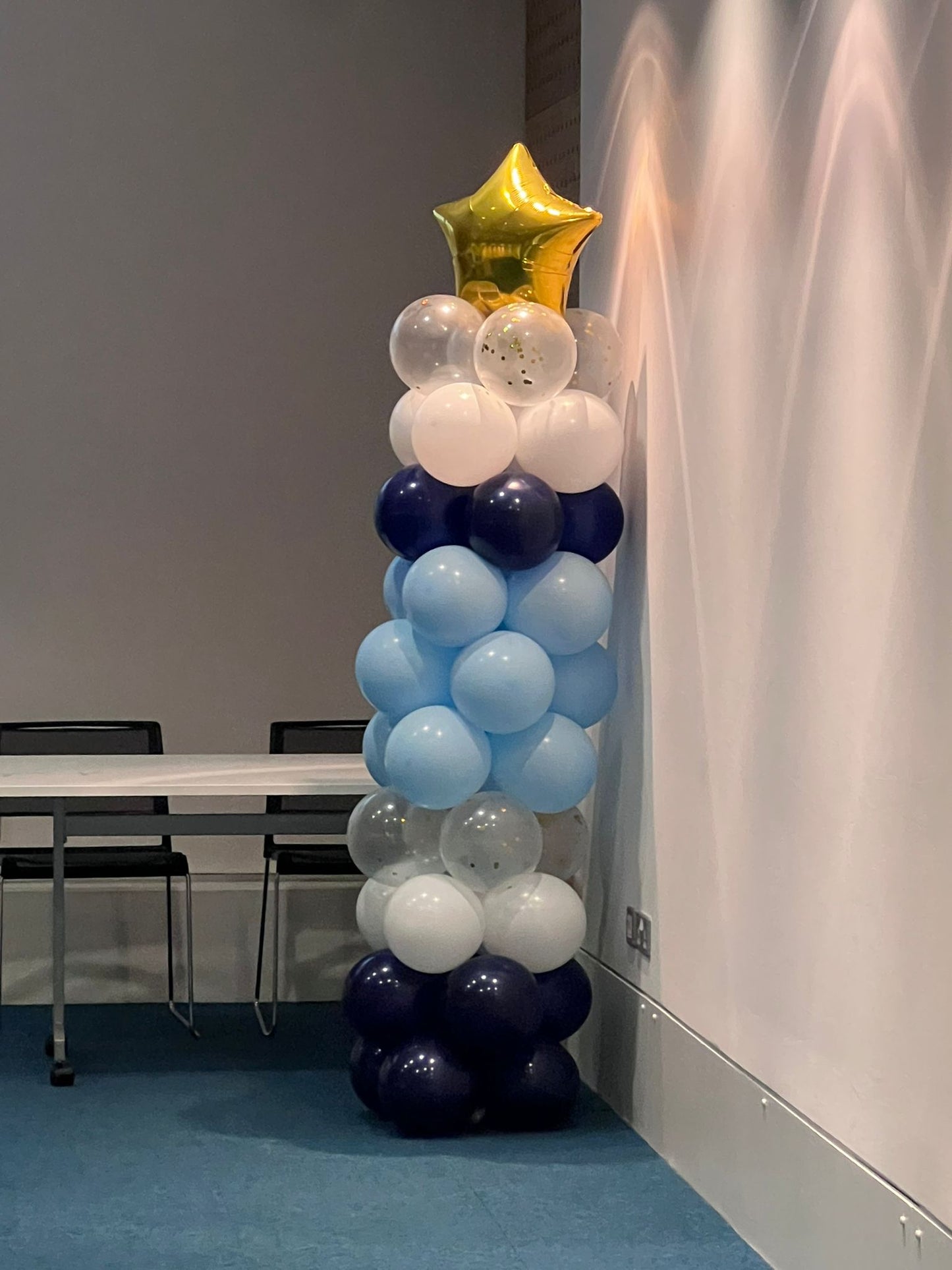 Gold Star Foil Balloon with Latex Balloons Pillar (Air Filled)