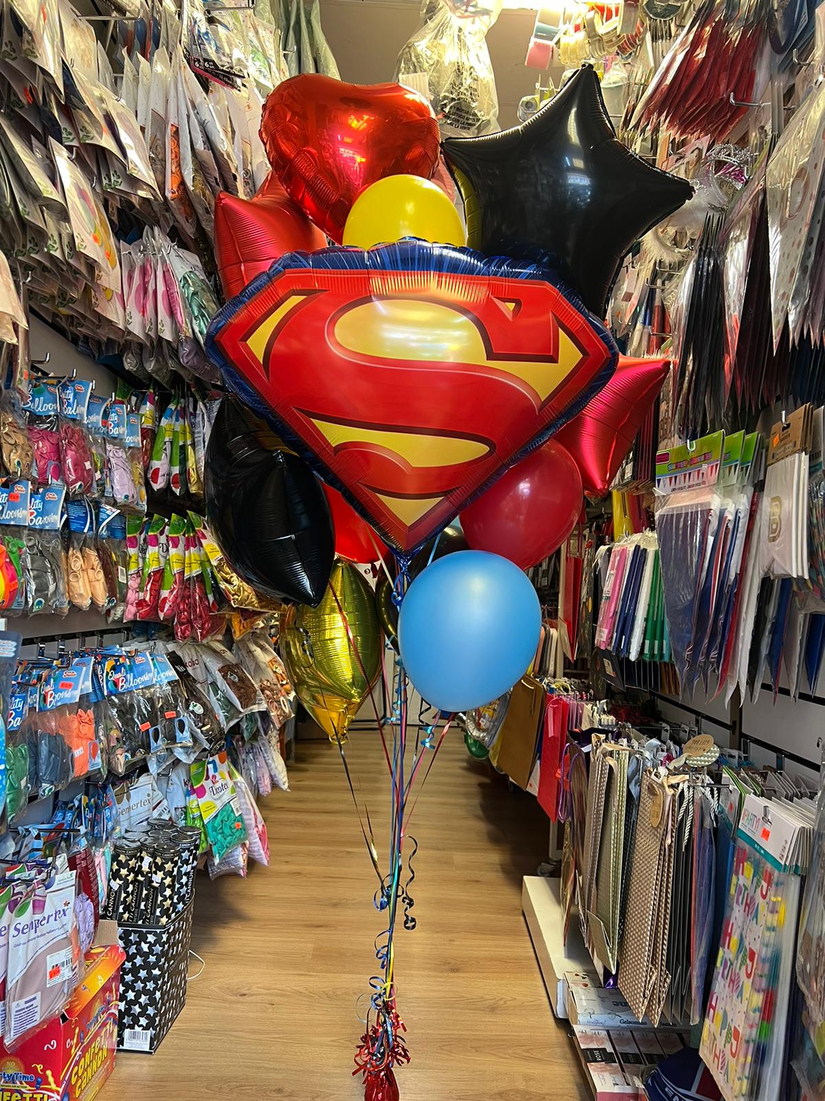 Superman Foil Balloon with Latex Balloons Bouquet