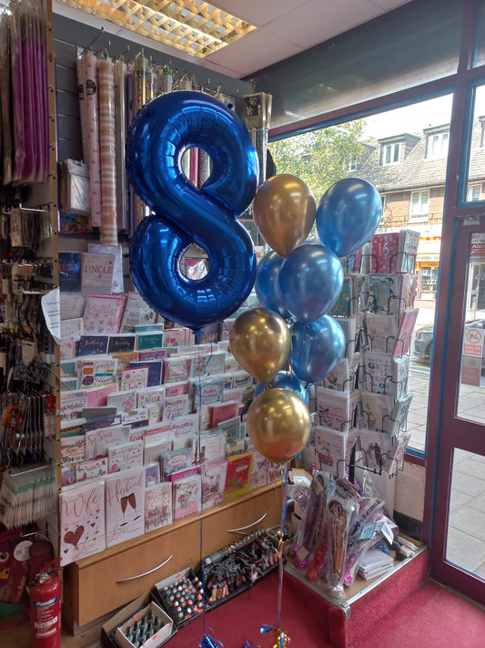 Number 8 Foil with Latex Balloons Bouquet