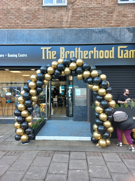 Chrome Gold and Black Latex Balloons Arch