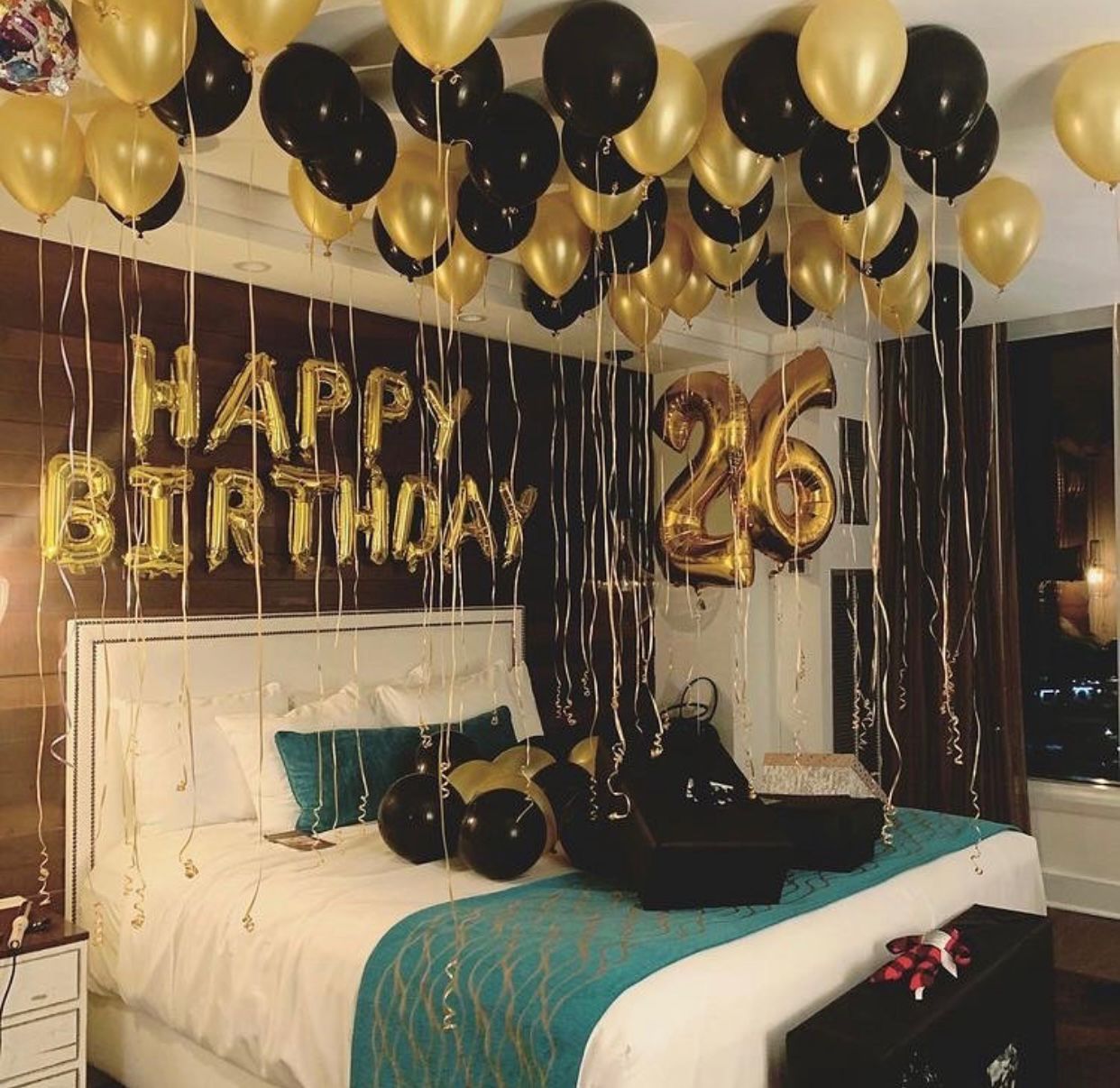 Gold Number 26 Foil with Latex Ceiling Balloons