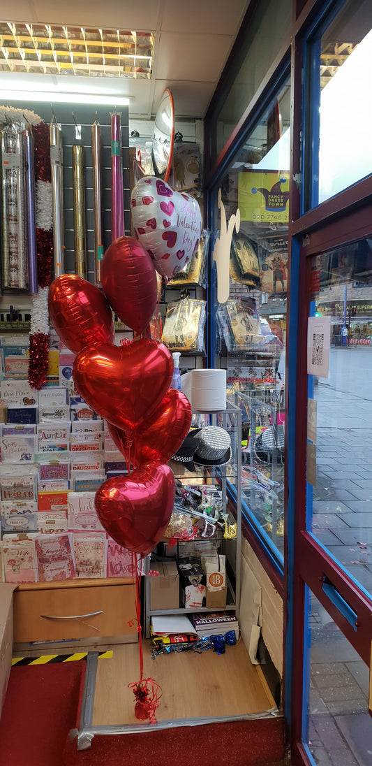 I Love you Heart Foil and Red Heart Foil Balloons Bouquet