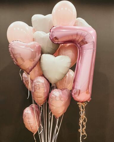 Gentle Pink Heart Birthday Balloons Set - Custom Number