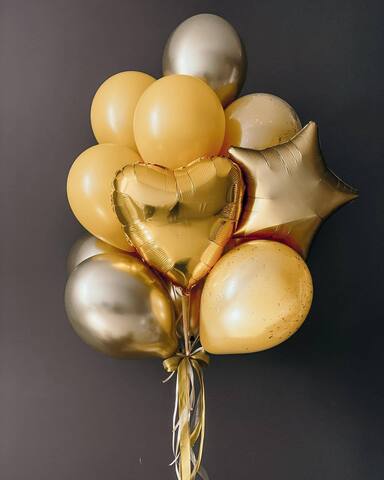 Luxury Gold & Confetti Helium Balloon Set – 15 Balloons
