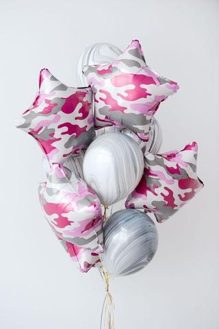 Pink Khaki Camouflage Stars & Agate Balloon Set