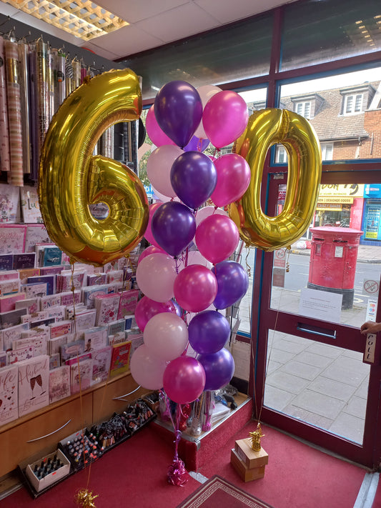 Number 60 Foil with Latex Balloons Bouquet