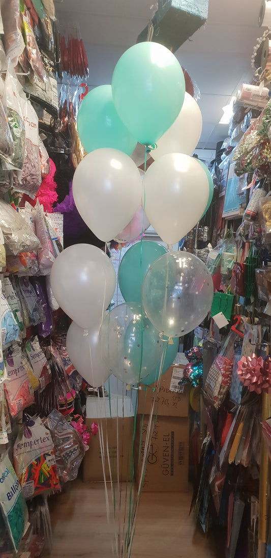 Blue, White & Clear with Confetti Latex Balloons Bouquet