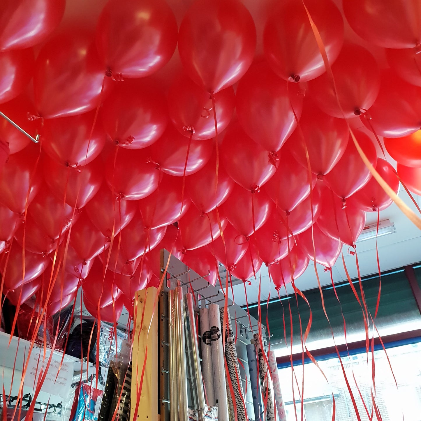 50 Red Helium Ceiling Balloons