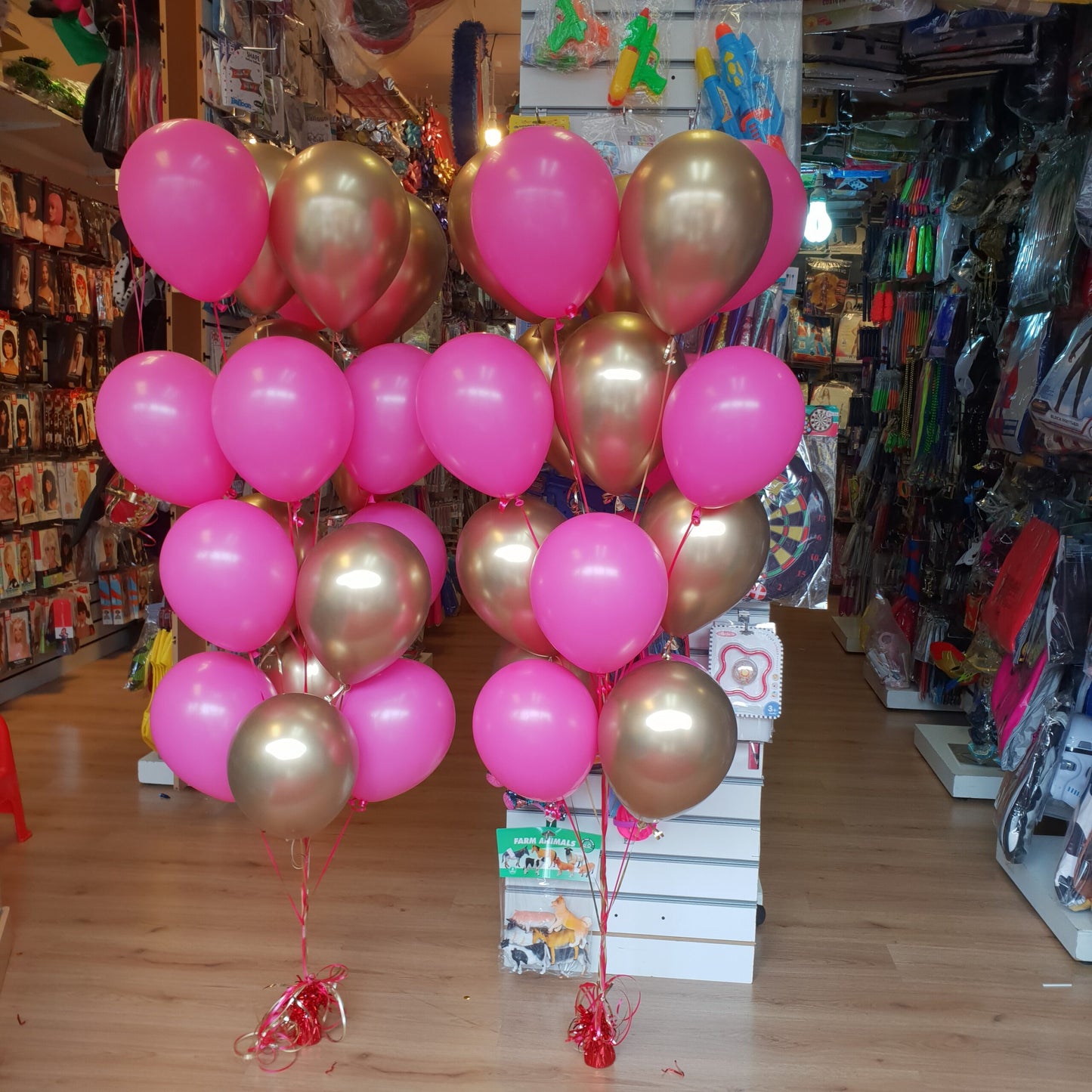 Gold and Pink Balloon Cluster