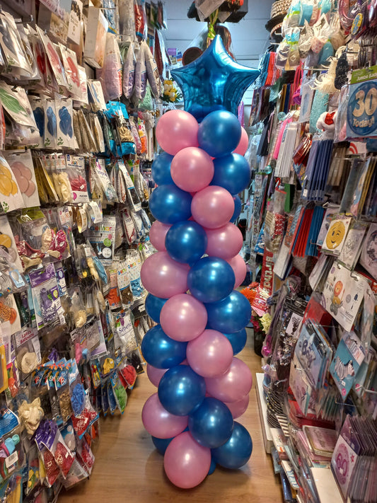 Balloons Pillar Blue and Pink