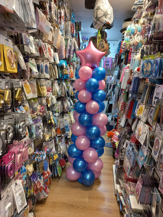 Balloons Pillar Blue and Pink with foil Star