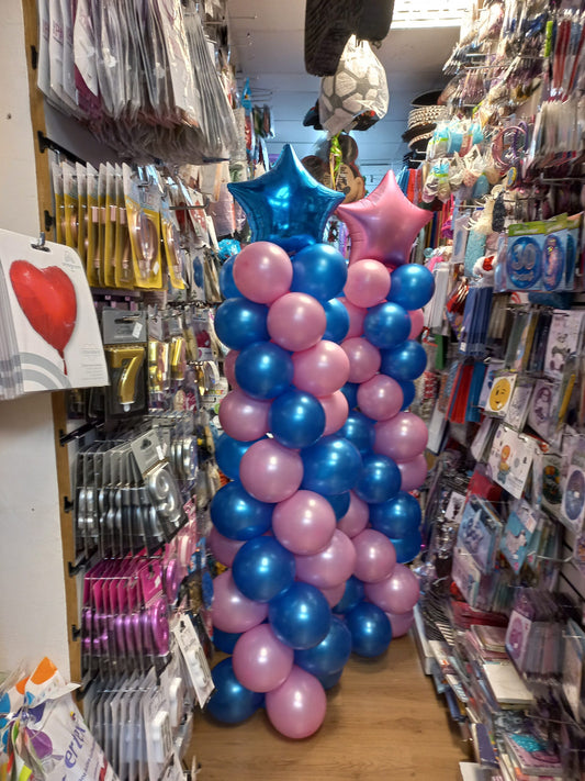 Balloons Pillars Blue and Pink with foil Star * 2