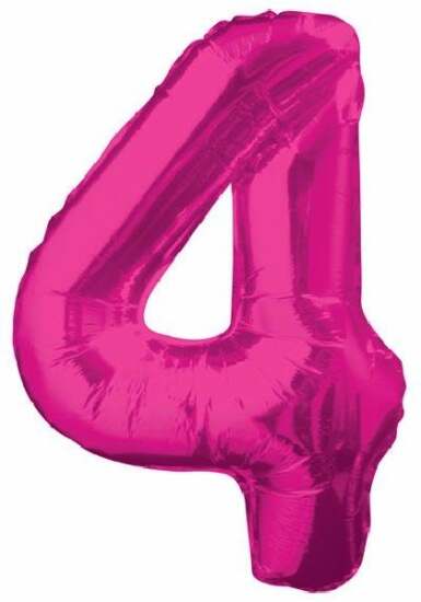 34" Pink Foil Number 4 Helium Balloon