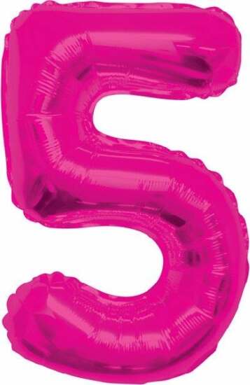 34" Pink Foil Number 5 Helium Balloon