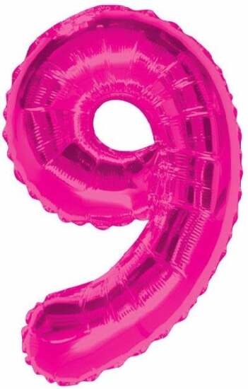 34" Pink Foil Number 9 Helium Balloon