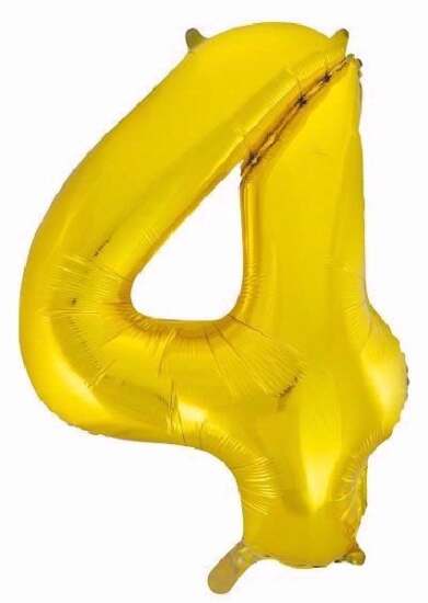 34" Gold Foil Number 4 Helium Balloon