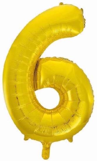 34" Gold Foil Number 6 Helium Balloon
