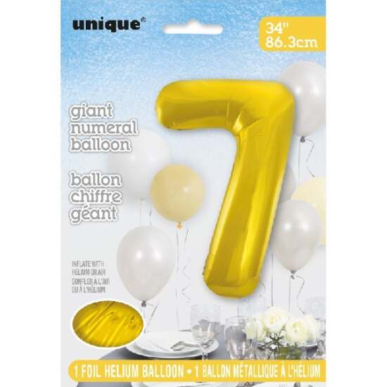 34" Gold Foil Number 7 Helium Balloon