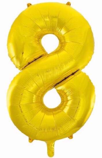 34" Gold Foil Number 8 Helium Balloon