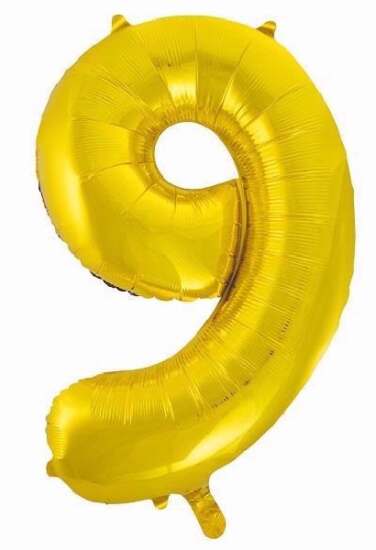 34" Gold Foil Number 9 Helium Balloon