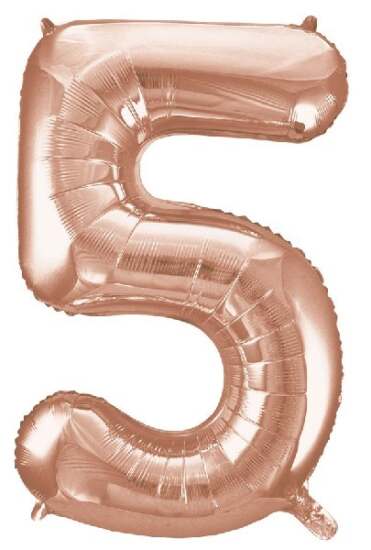 34" Rose Gold Foil Number 5 Helium Balloon