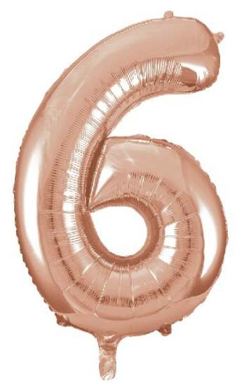 34" Rose Gold Foil Number 6 Helium Balloon