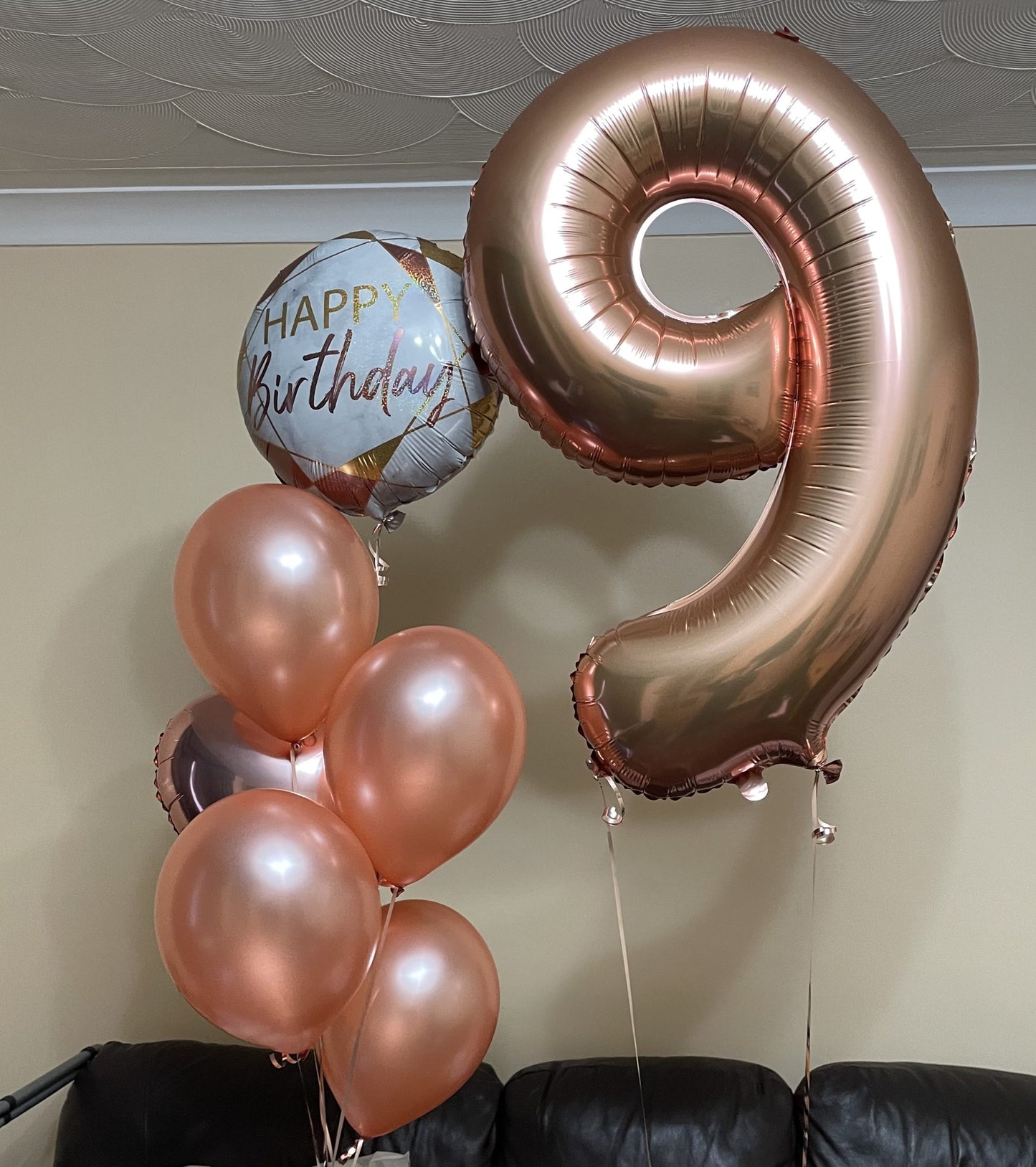 Rose Gold Number with Heart and Happy Birthday