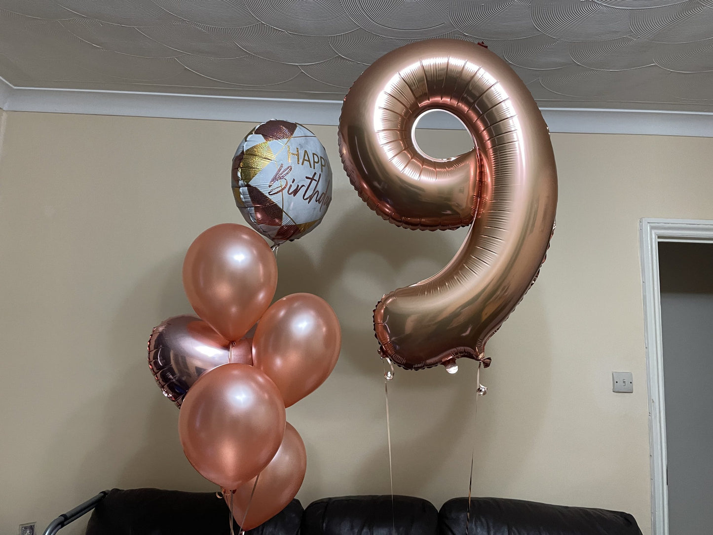 Rose Gold Number with Heart and Happy Birthday