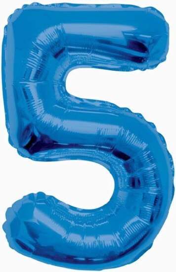 Blue Foil Number 5 Helium Balloon 34"