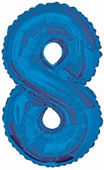 Blue Foil Number 8 Helium Balloon 34"