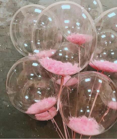 Bubble Balloon with Pink Feathers   1PCS