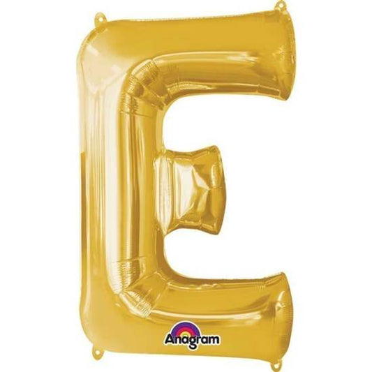 Gold Letter E Helium Foil Balloon