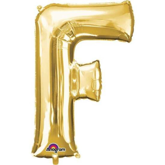 Gold Letter F Helium Foil Balloon