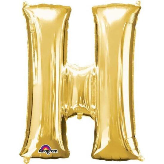 Gold Letter H Helium Foil Balloon
