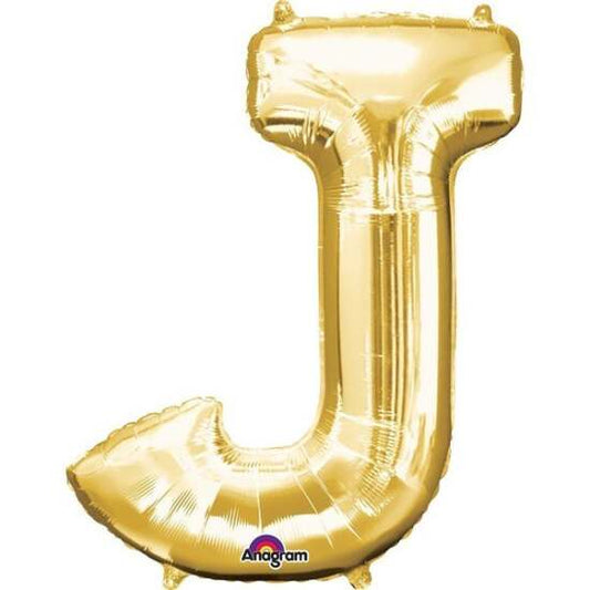 Gold Letter J Helium Foil Balloon