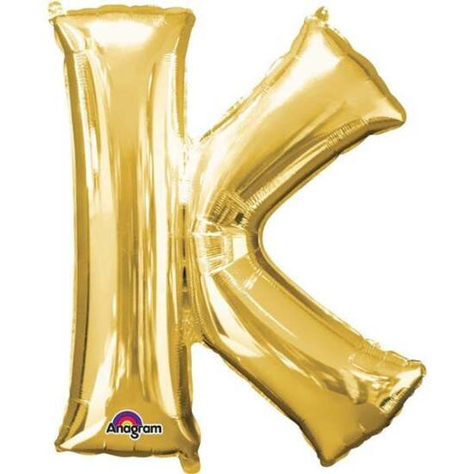 Gold Letter K Helium Foil Balloon